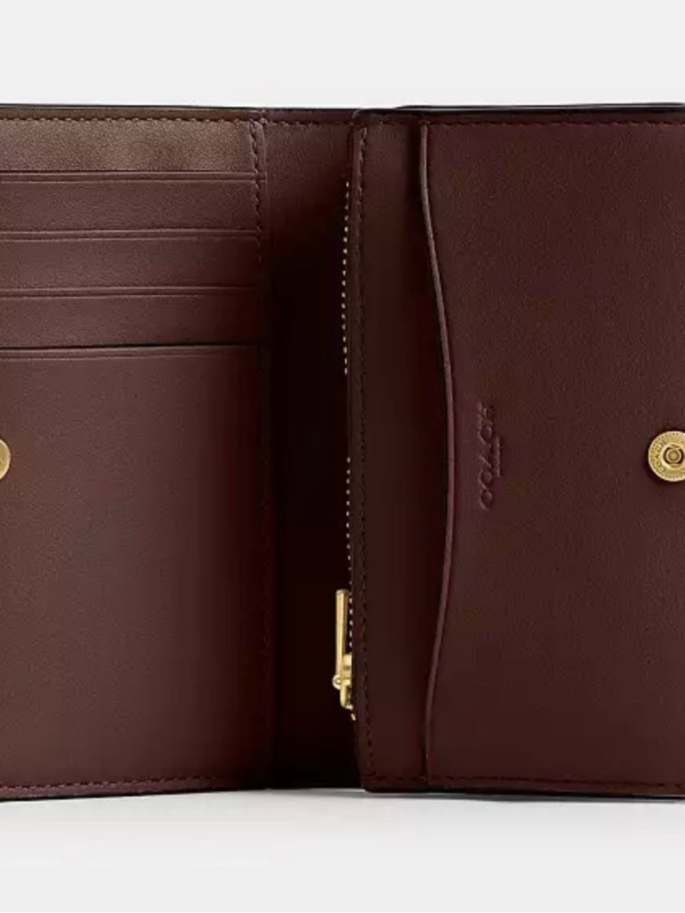 Coach Dark Brown Leather Card Wallet with Gold 'C' Accent - Picture 2 of 4